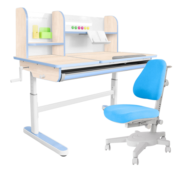Комплект Kinderzen Gaudi Plus парта + кресло клен/голубой c голубым креслом Anatomica Armata